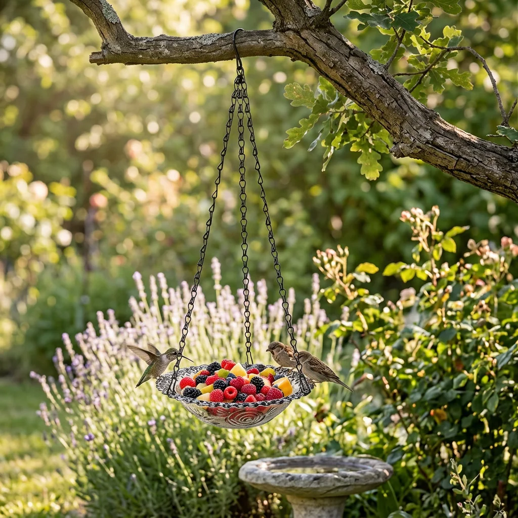 Solar Powered Hummingbird Feeder with Wind Chime Outdoor Garden Decoration for Lawn Yard