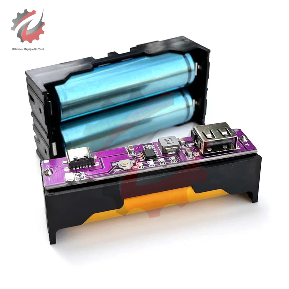 TYPE-C 2.1A Fast Charge Module Mobile Power Bank 18650 21700 Battery Charging Module 4 LED Power Indicator With Battery Box