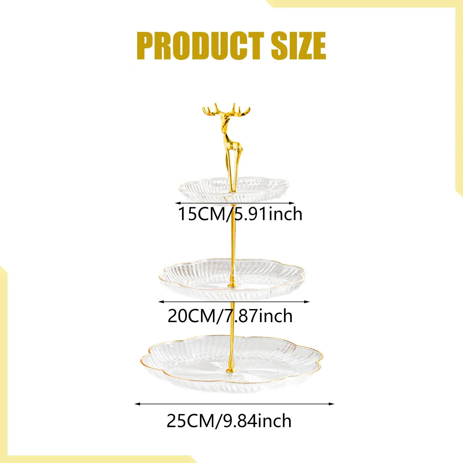 3 Tier Cupcake Stand Cookie Tray Rack with Gold Trim Reusable Multifunctional Pastry Holder for Parties Baby Shower Cupcakes