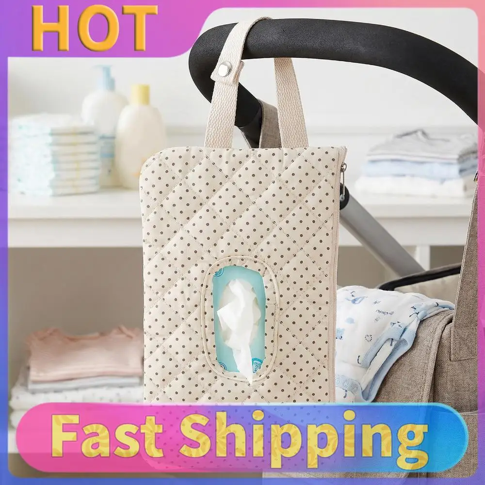 

Canvas Quilted Baby Wipes Dispenser Portable Wet Wipe Pouch for Mom (Polka Dots)