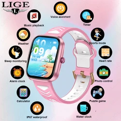 LIGE 2024 New Kids Smart Watch 1.75“HD Bluetooth Call Child SmartWatch Sports Health Monitoring Waterproof Watch For Boys Girls