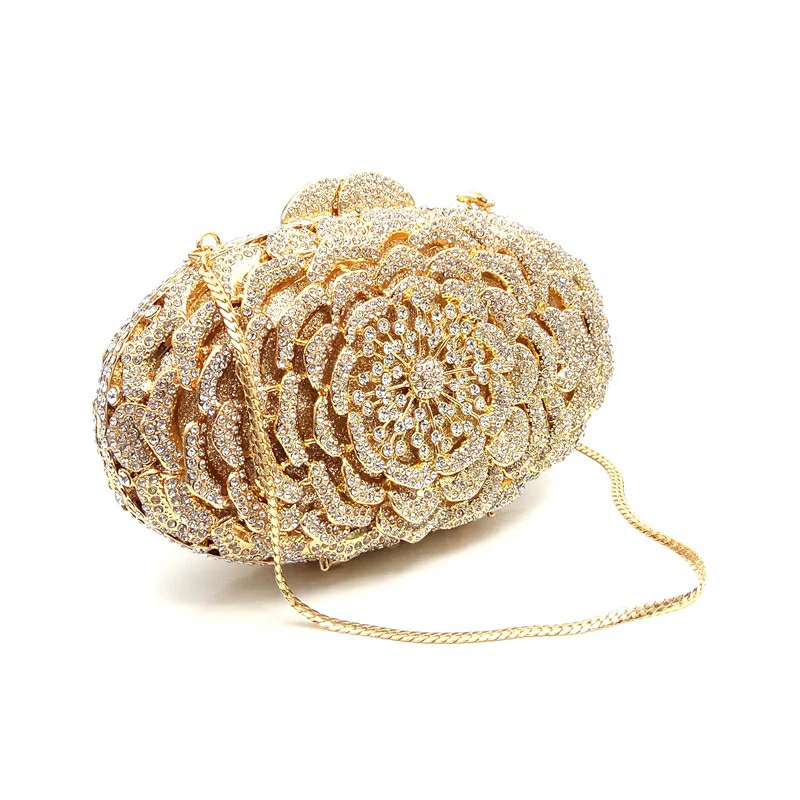 

Classical Women flower diamond purse bag Alluring Crystal-Embellished Evening Satchel Clutches
