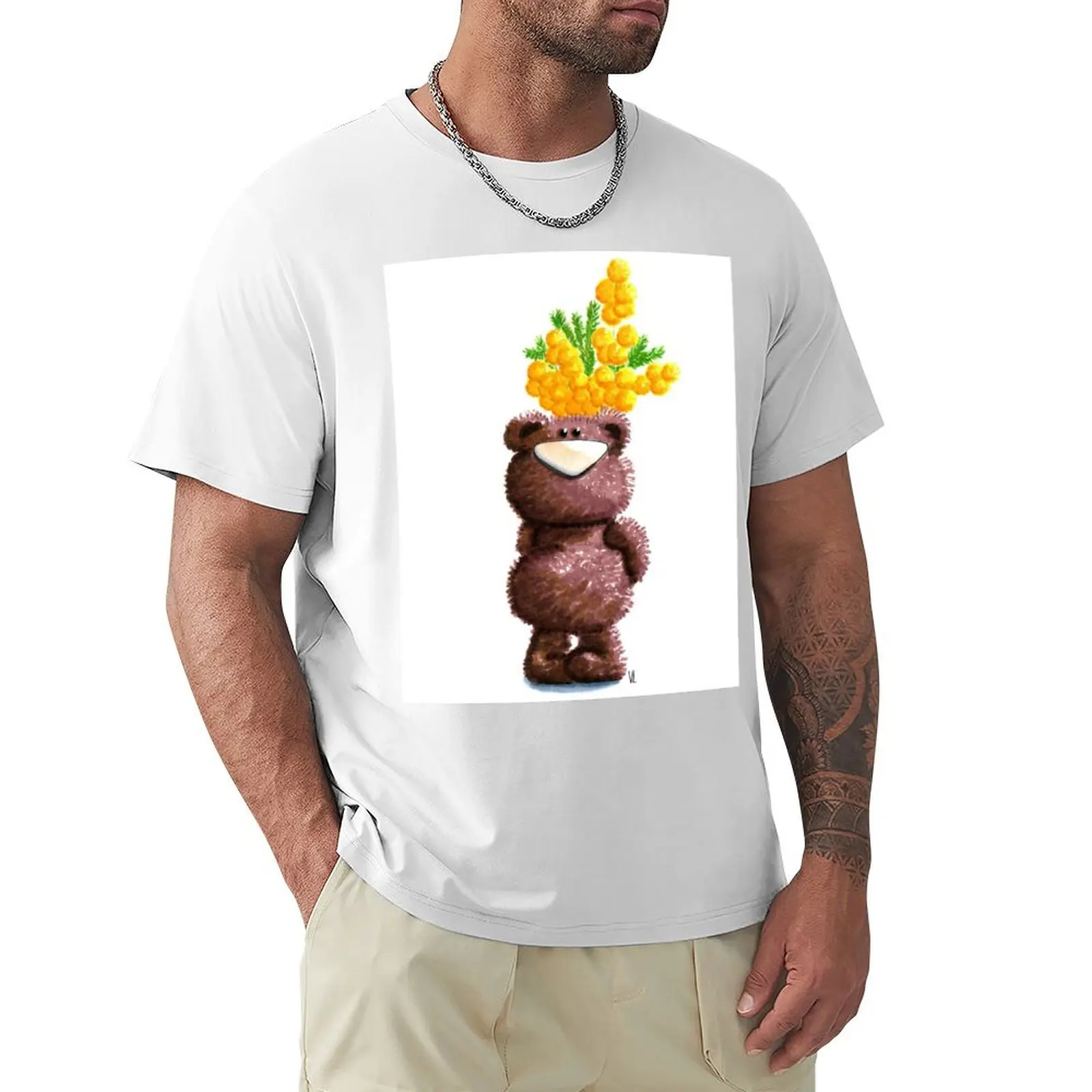 Bear and flowers T-shirt kawaii clothes sweat sweat shirts, men