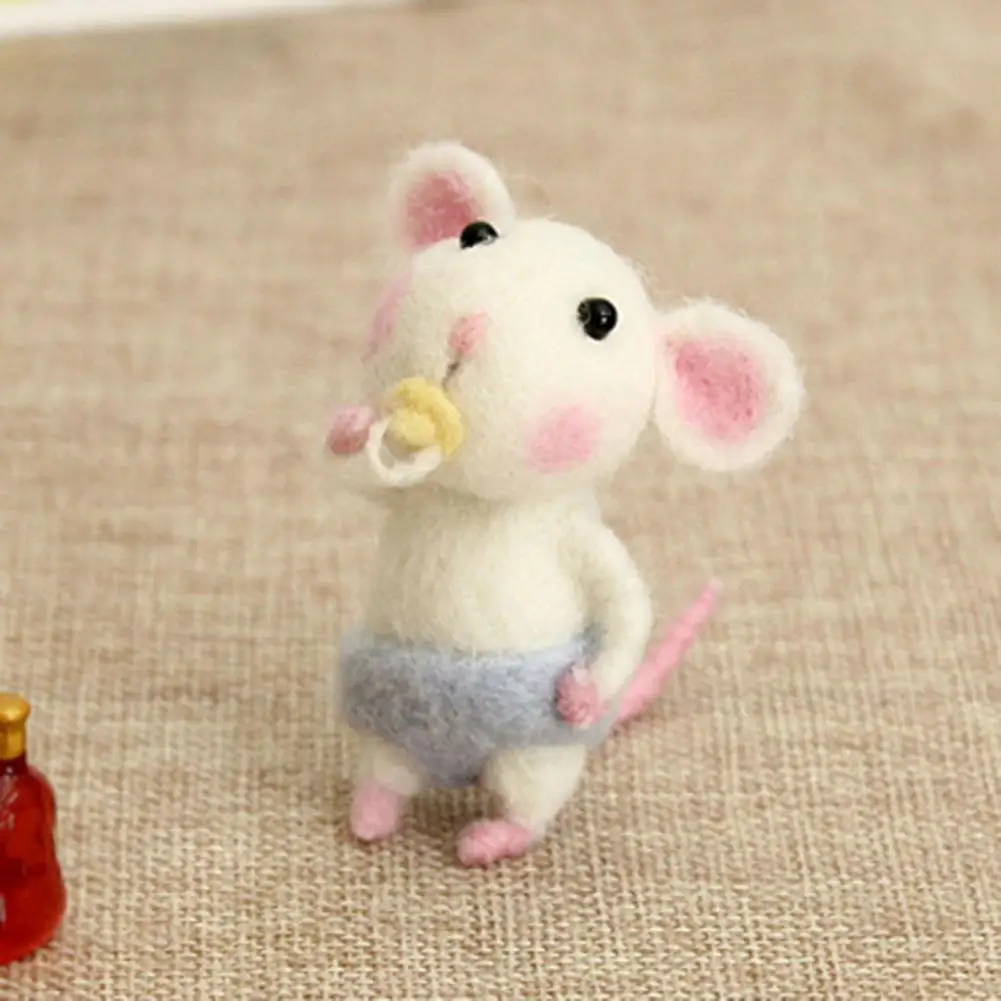 스트레스 감소 도구 펠트 마우스 인형 Diy 키트 스트레스 릴리프 공예 세트 인공 양모 바늘 미니 공예용 공예