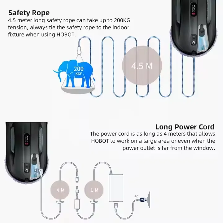HOBOT 388 Detergente per finestre magnetico per esterni commerciale a doppio lato Magnete / Detergente per finestre in vetro con telecomando wireless automatico