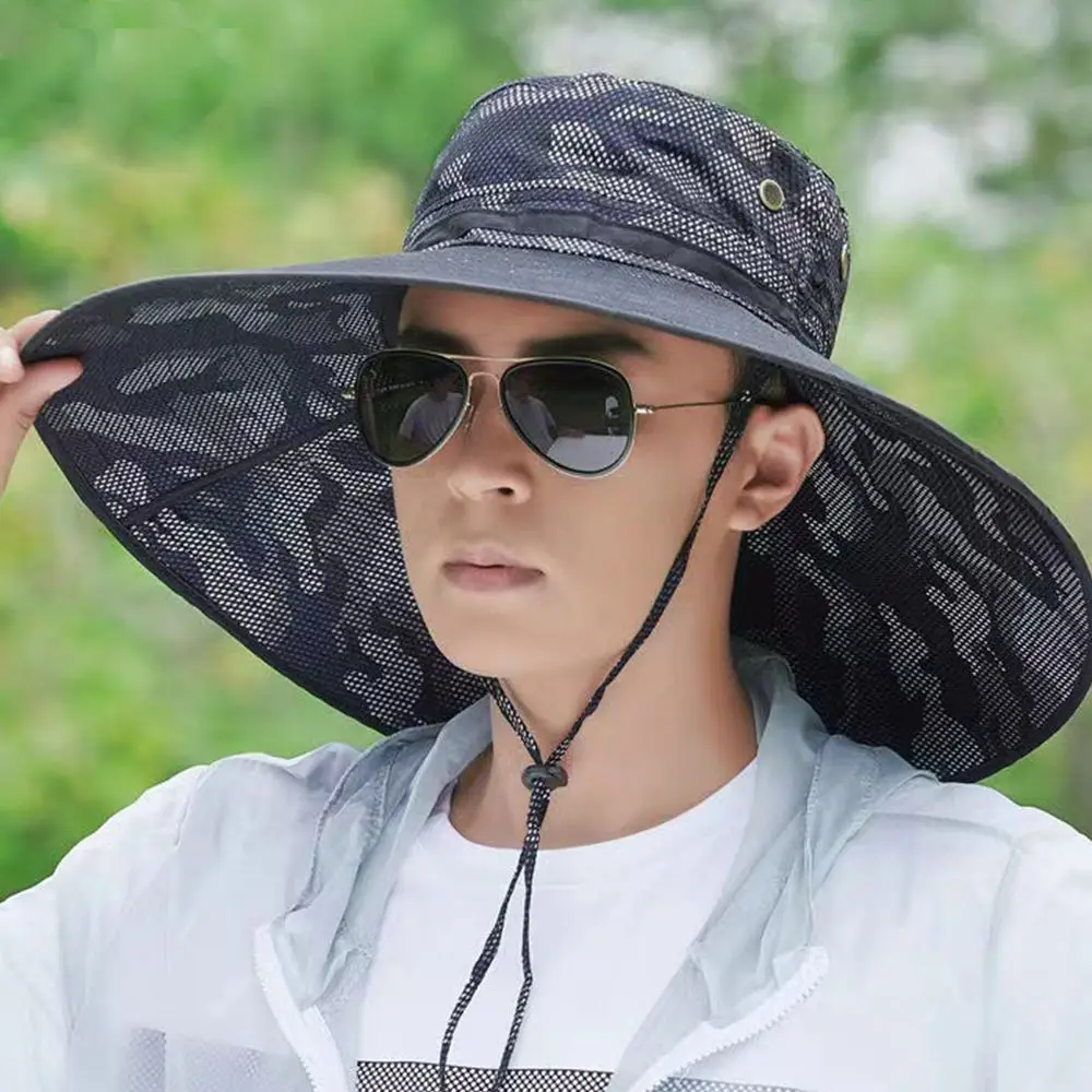 Do Farming Work Apparel Accessories Outdoor Men Camouflage Bucket Hat Hiking Fishing Caps Summer UV Protection Women Sun Hat