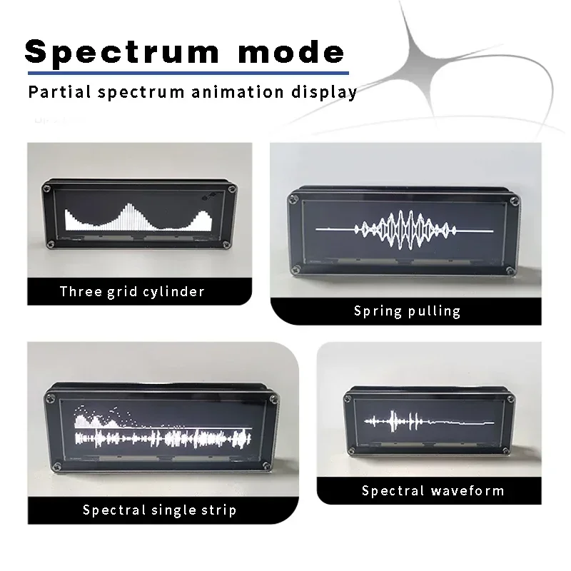 OLED Spectrum Display Voice Controlled Music Spectrum Bluetooth WIFI Connection VuWiFi Prediction Clock Desktop Decoration Gift