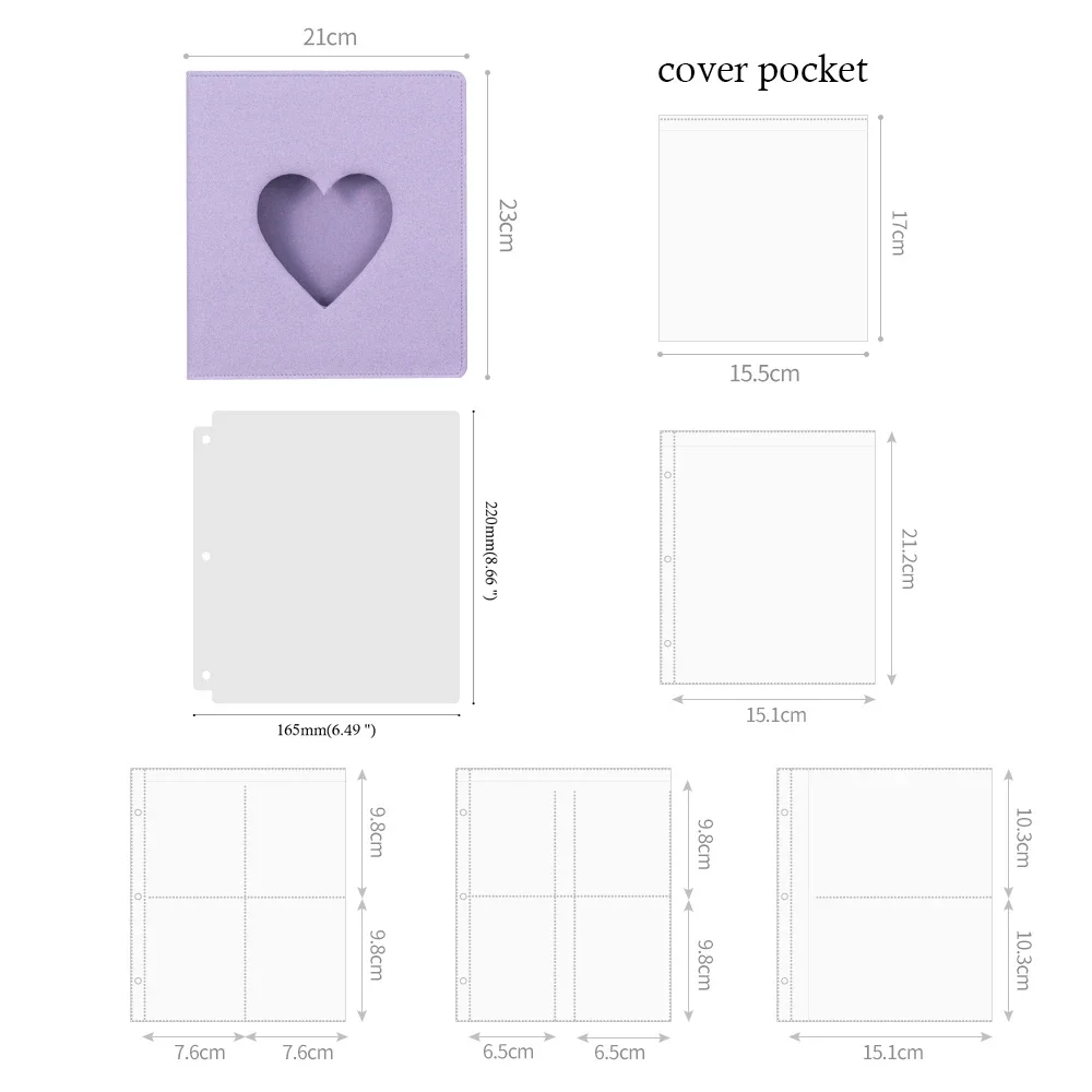 Heart-shaped A5 Pu Leather Photocard Binder Collect Book Idol Photo Card Holder Photocards Photo Album Storage Book Stationery