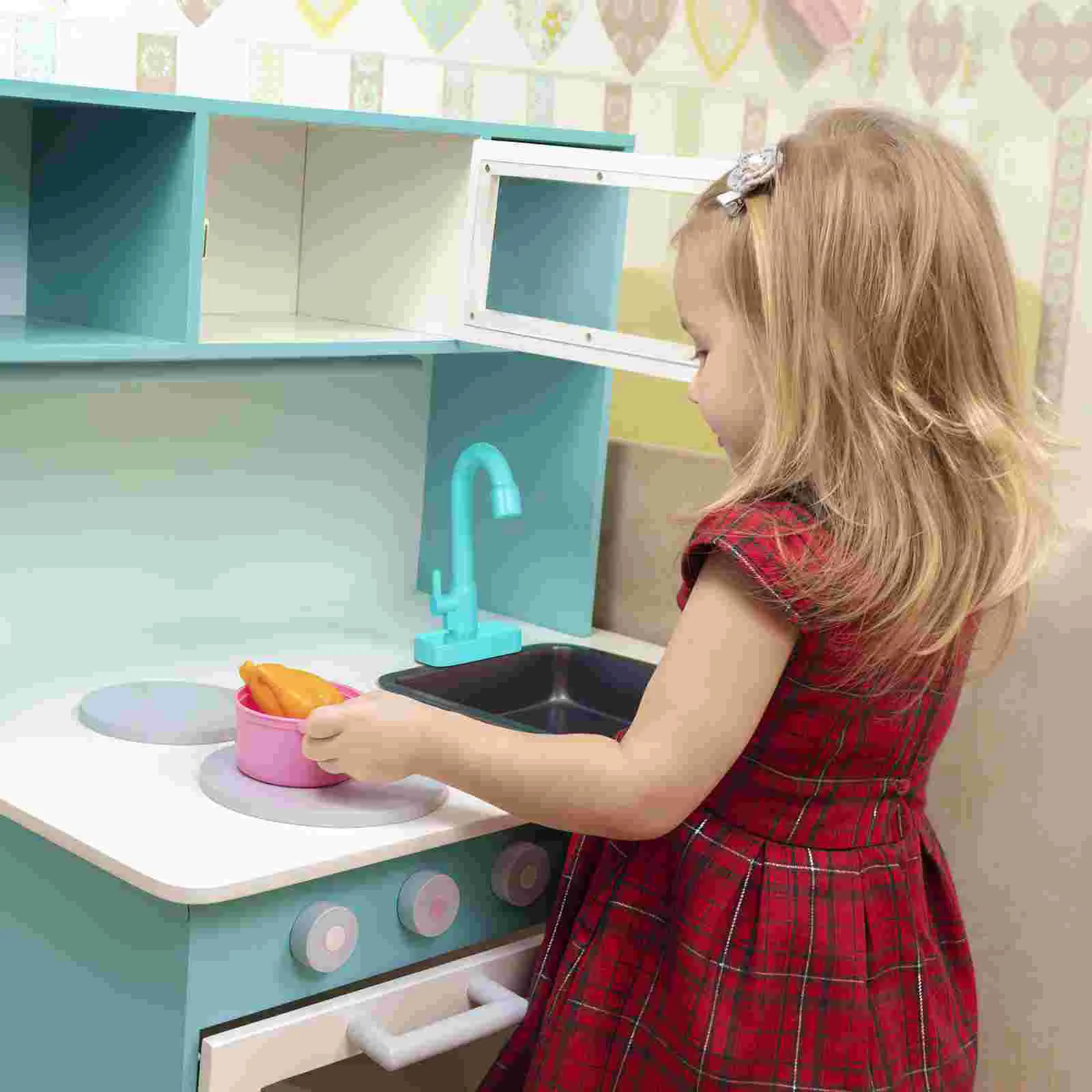 Kitchen Dishwasher Toys Playing House Rotate Water Faucet Accessories Plastic Washing Accessory Kids