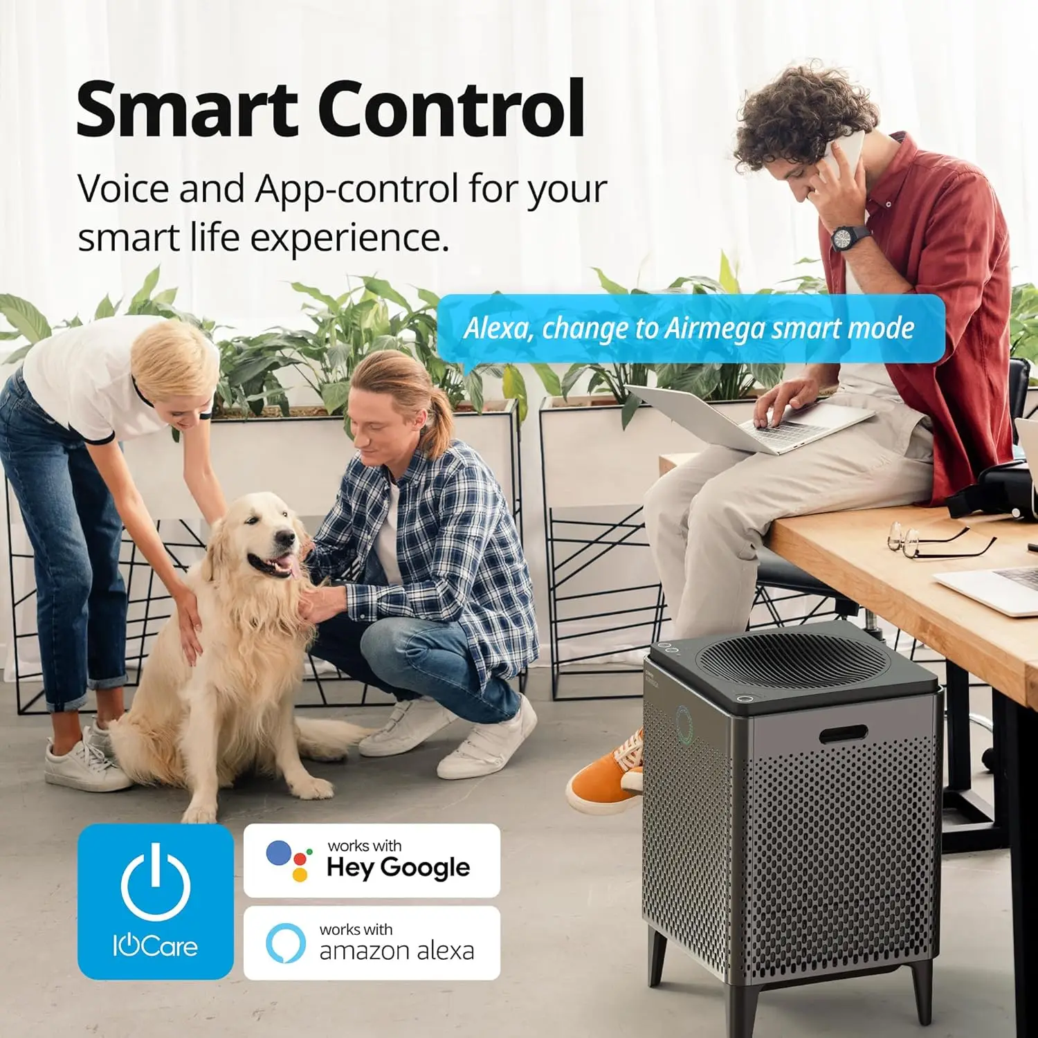 App-Enabled Smart Technology Compatible with Amazon Alexa True HEPA Air Purifier, Covers 1,560
