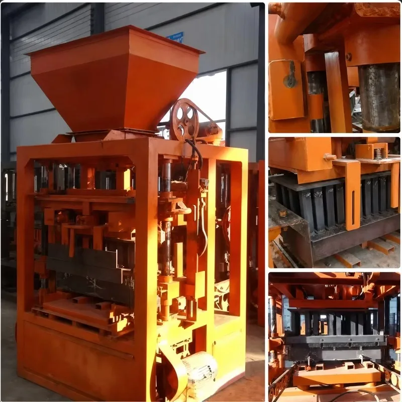 QT4-24 Concrete Block Making Machine Hollow Paving Curbstone Brick Maker Customizable Molds For Africa Construction Projects