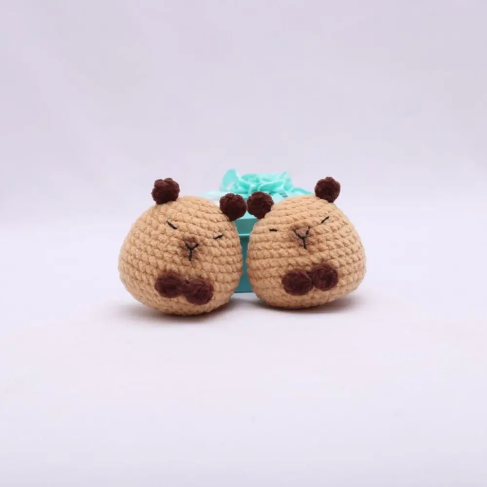 Kawaii Handmade Capybara Bag Pendant Cartoon Crochet Knitted Doll Keychains Hanging Decoration Handbag Decor Gifts