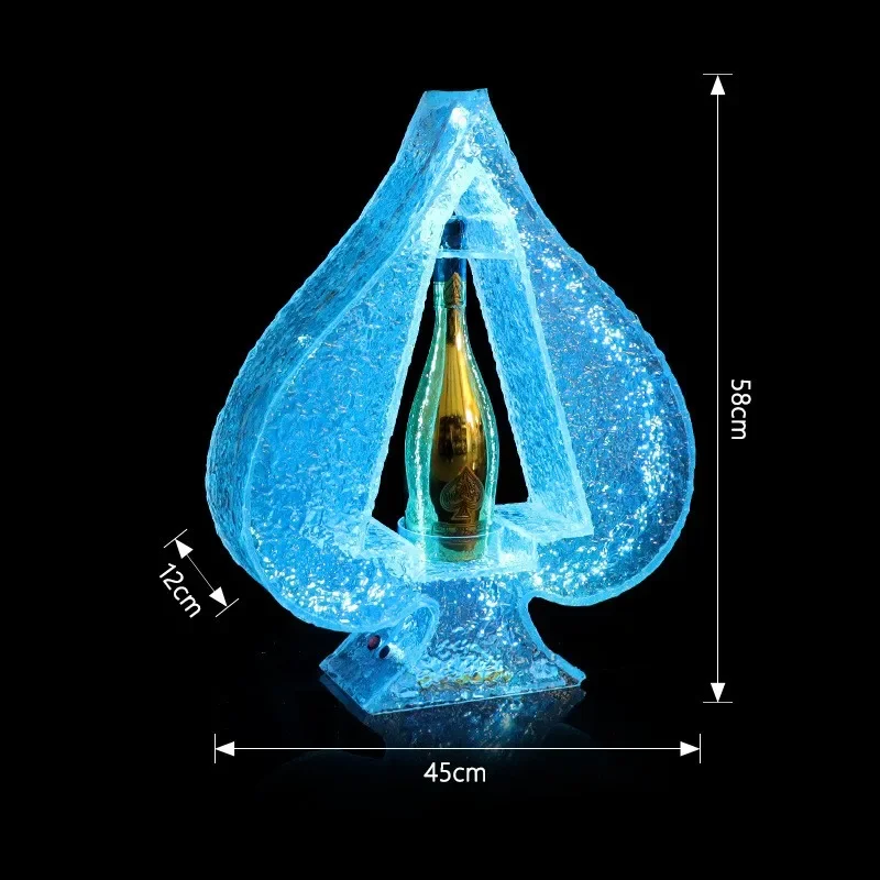 

Fashion Ice Rock Led Luminous of Spade Champagne Bottle Presenter Growing Cocktail Wine Bottle Holder for Nightclub Party