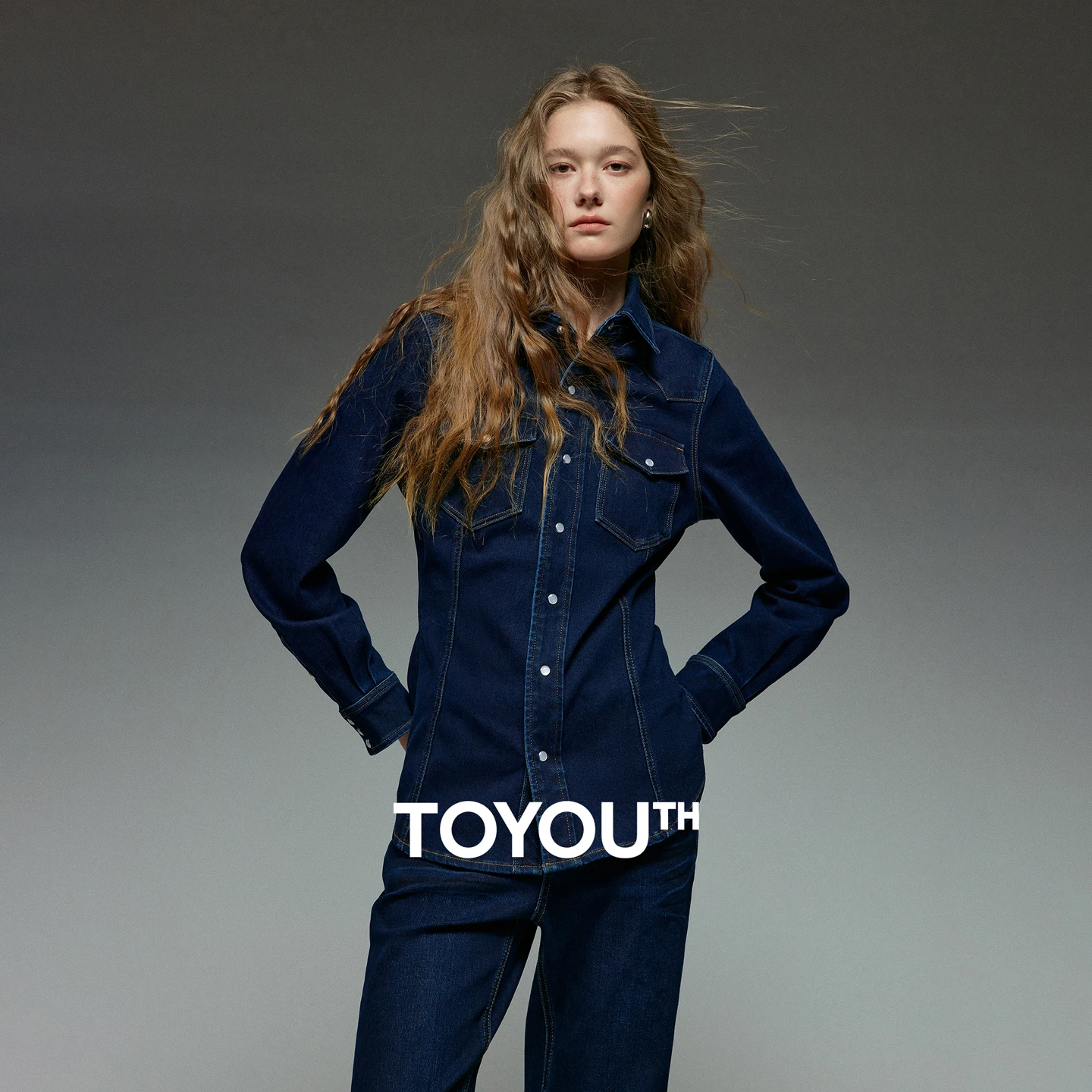 

TOYOUTH Женские джинсовые куртки 2025, новые зимние топы средней длины для спецодежды