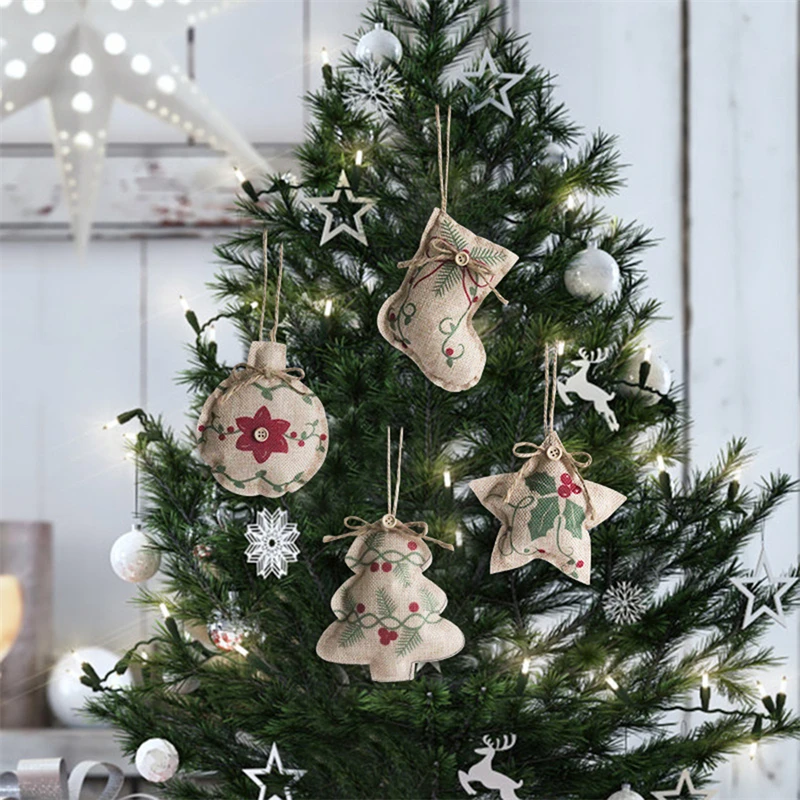 Ciondolo di tela di natale appeso decorazioni Decorative per l'albero di natale ornamento di natale riutilizzabile corridoio Festival Party Decor