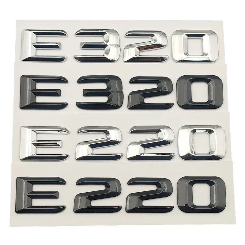 3d ABS Black Chrome Car Letters Trunk Badge For W213 Mercedes Benz E220 E320 Logo Emblem Adhesive Sticker Accessories