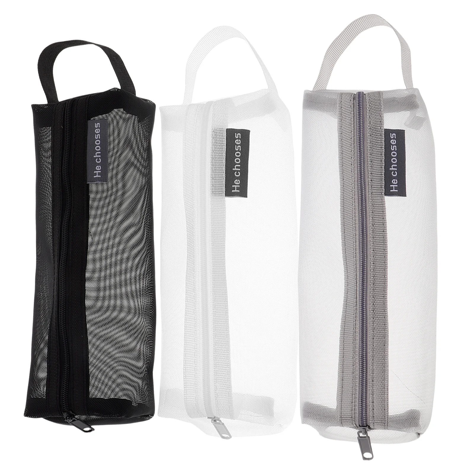 

3Pcs Transparent Mesh Pencil Case Bags Large Zipper Stationery Organizer Portable Storage Pencil Pouches for School Office