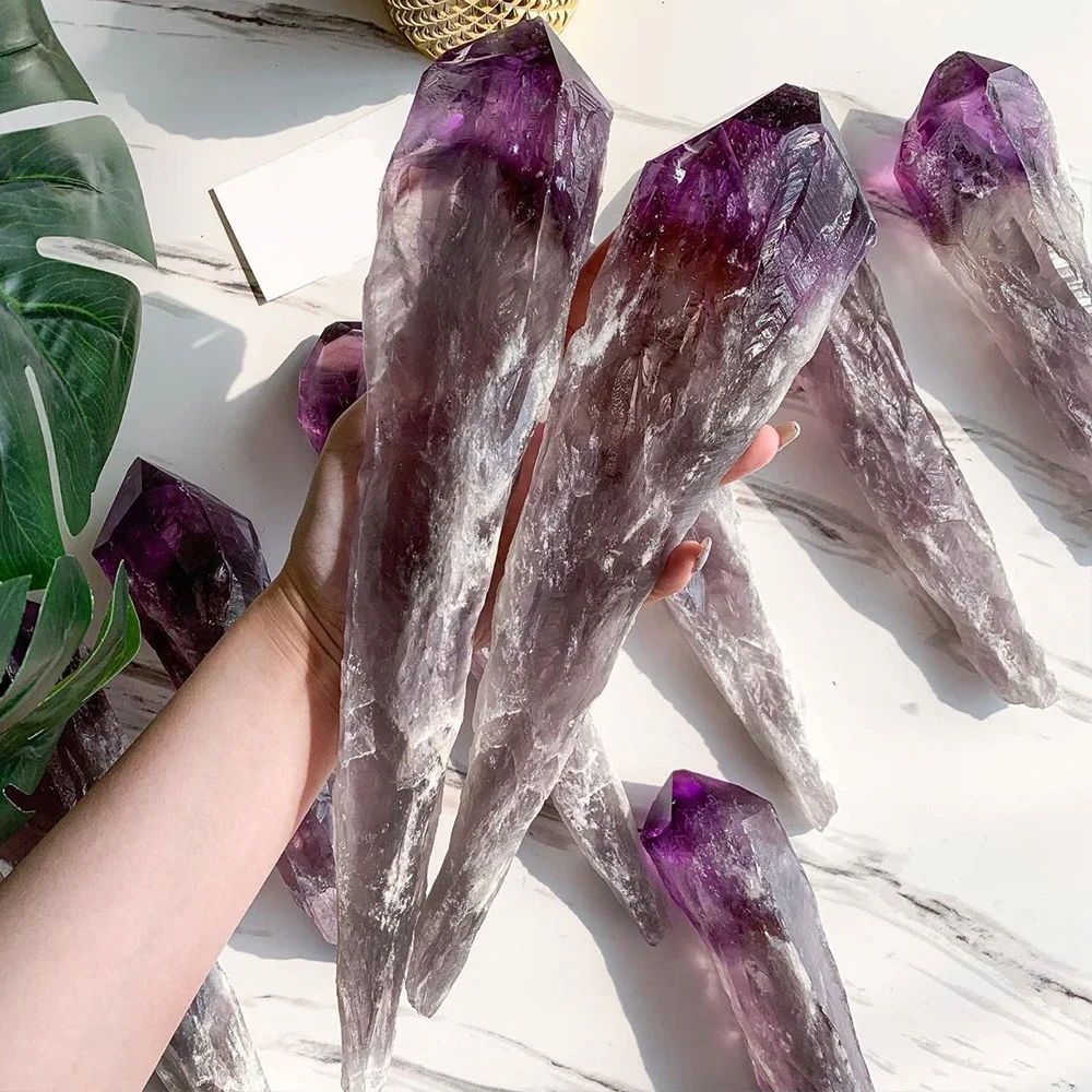 Natural Uruguayan Amethyst Scepter Skeleton Spiritual Healing Amethyst Raw Stone Crystal Crafts Ornament Collection Gift