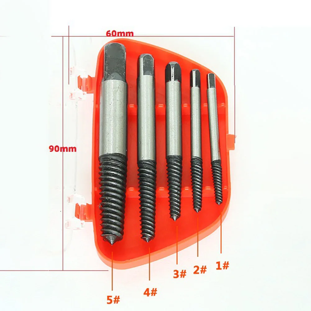 Extractor de tornillos rotos, 5 uds., Extractor de tornillos dañados, broca para tornillos de cabeza pelada, tuercas, pernos, herramientas manuales