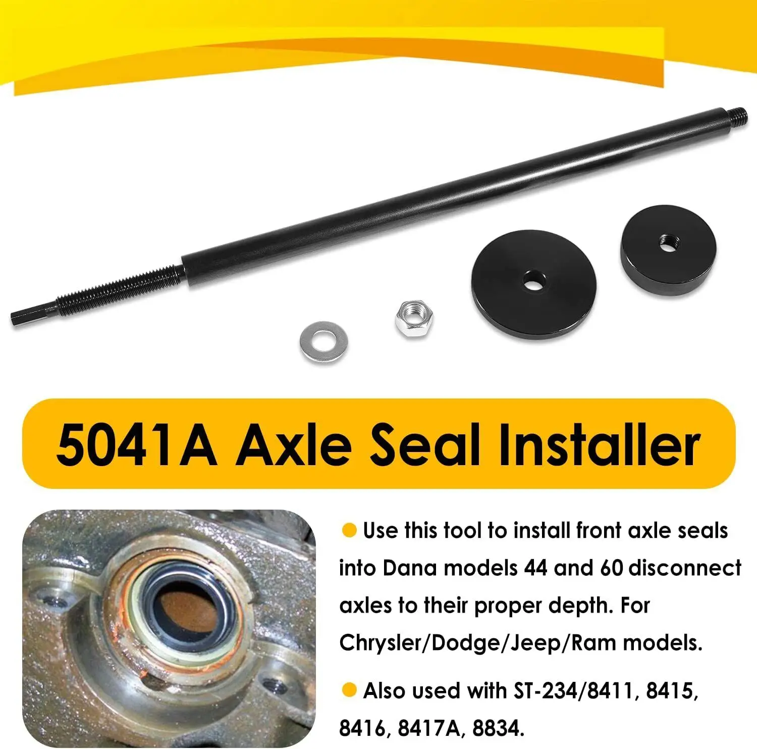 TM 5041A Front Axle Seal Installer Tool 5041 fit for Dana 44/60 fit for Chrysler Dodge Jeep Ram