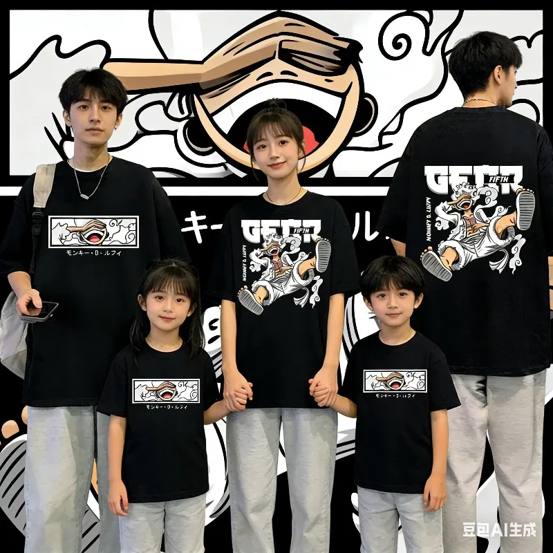 

2026 Hot One Piece Luffy Gear 5 Anime Cartoon Graphic Men's Cotton T Shirt Summer Short Sleeve Tees Casual Oversized Unisex Tops