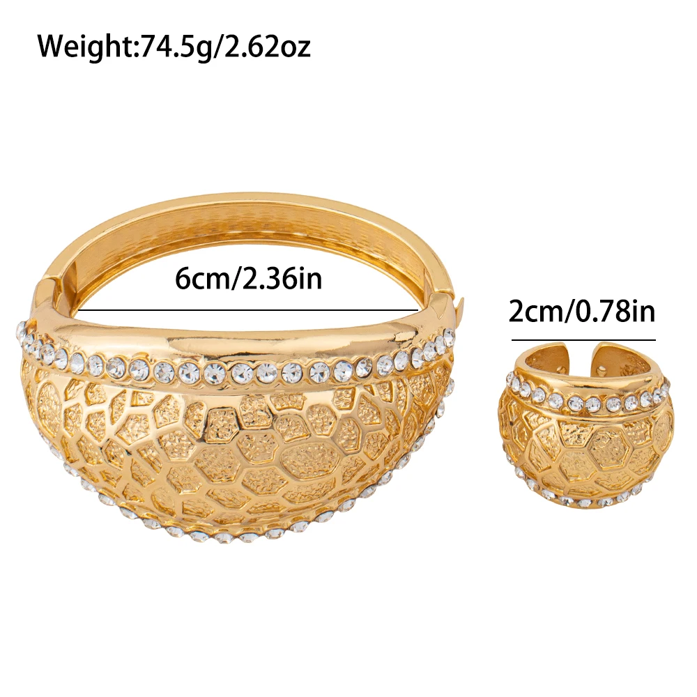 Luxuriöses Zirkonia-Edelstahl-Armreif- und Ring-Set für Hochzeitsfeier, Modisches Damen-Verlobungsarmband, Accessoires, Geschenk, Großhandel – Detail 6
