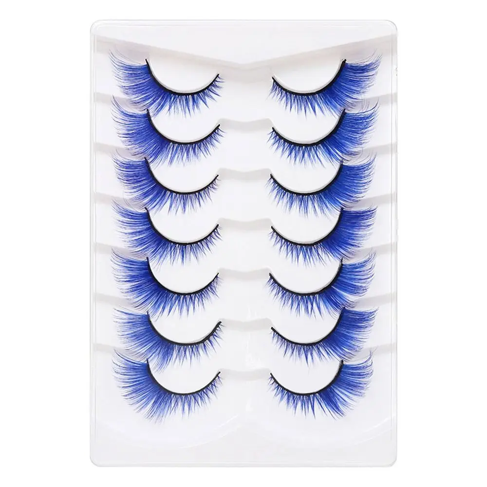 7 Pairs Cosplay Party Fox Cat Eye Eyelashes Dramatic Look Masquerade Colorful False Eyelashes Soft Fluffy Eyelash Extension