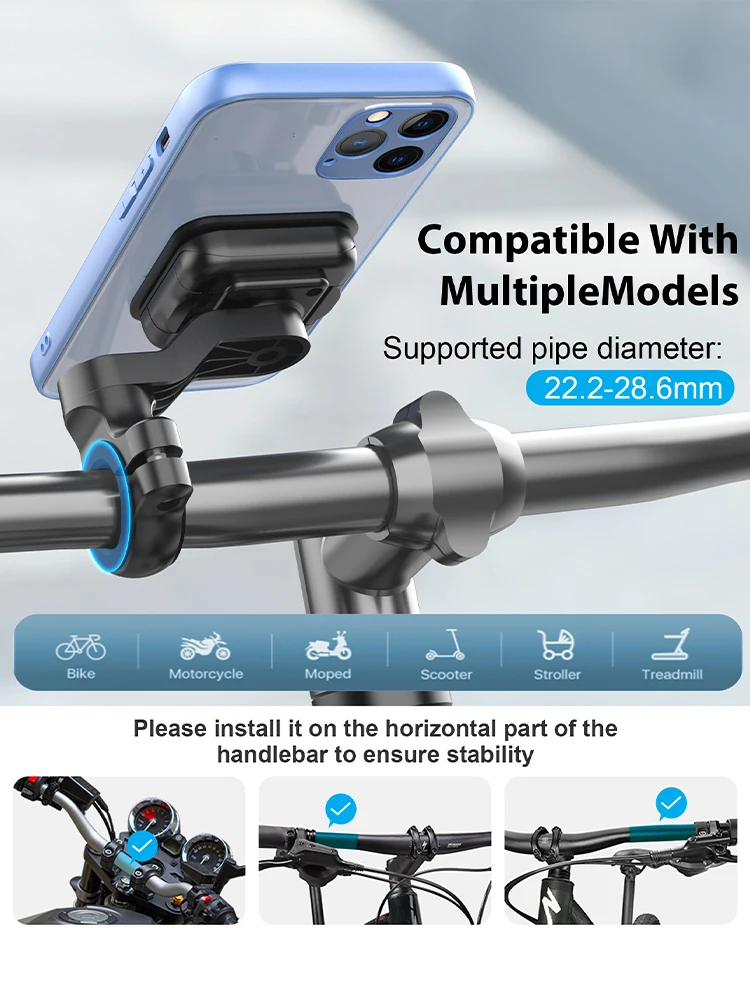 AliExpress NONE Magnetic Bike & Motorcycle Phone Mount – Stem Holder for Mountain Bicycle, Universal Fit for All Smartphones