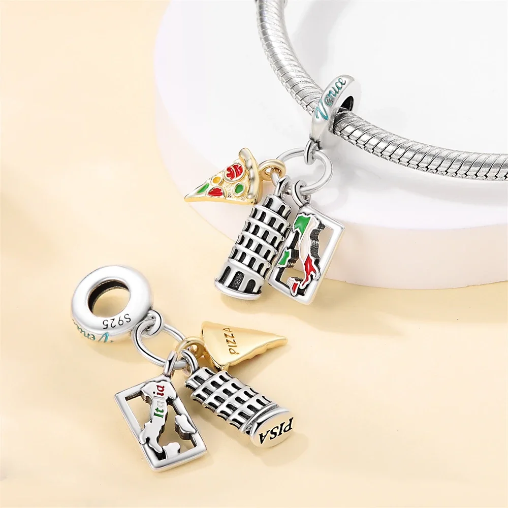 Silver-Plated Mini Eiffel Tower Charms Beads for Bracelets