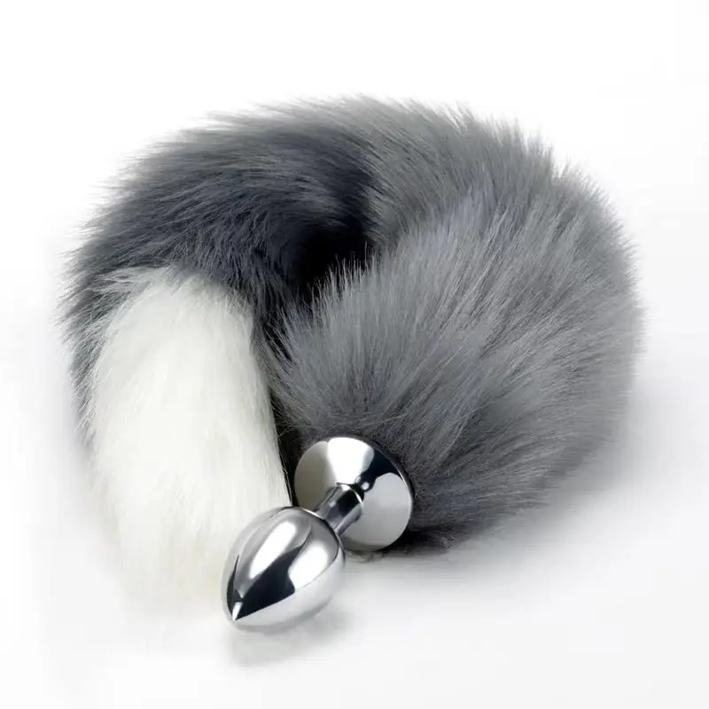 

Ooiixx Fox Tail Anal Butt Plug Sex Toys for Beginner, Women, Men, Couple & Cosplay (18" Gray)