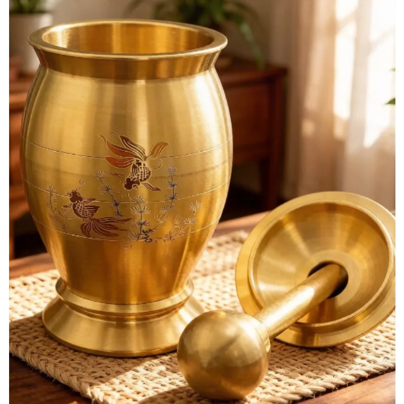 

Pure copper mortar and pestle, brass mortar and garlic mortar, for home kitchen garlic grinding utensils
