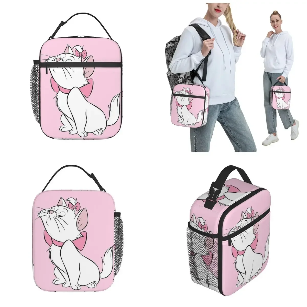 Marie Cat Cute From Aristocats Insulated Lunch Bag Thermal Bag Meal Container High Capacity Tote Lunch Box Food Handbags Outdoor