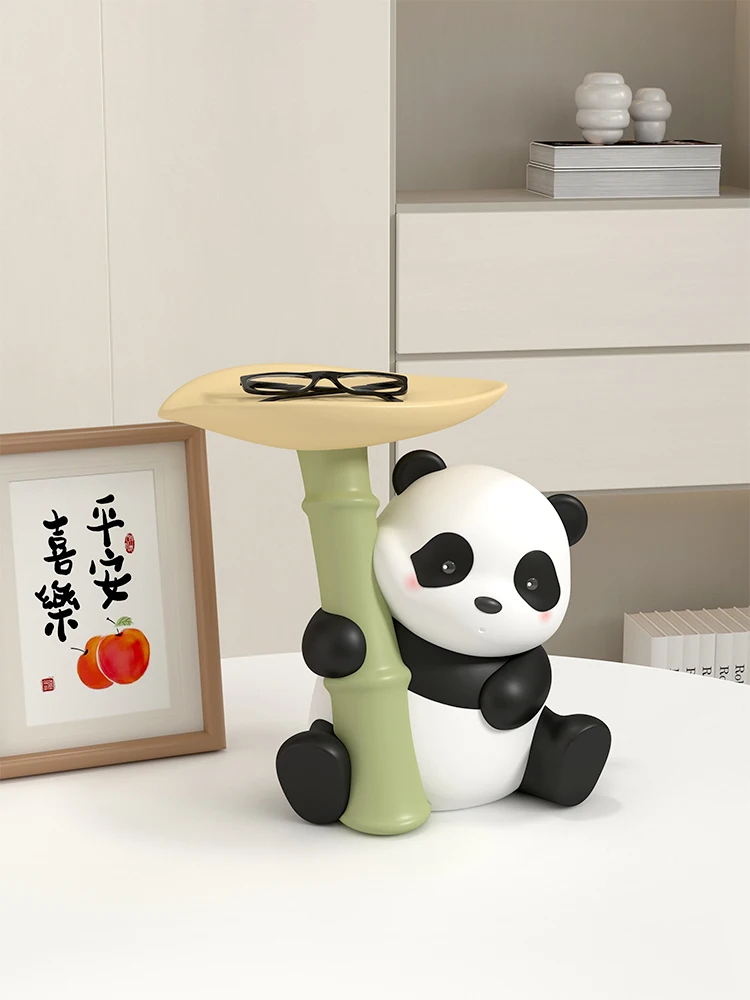 Cute Panda Home Decoration Tray Porch Key Storage Warm Housewarming Gift Living Room Desktop Coffee Table Decorations Gifts 2024