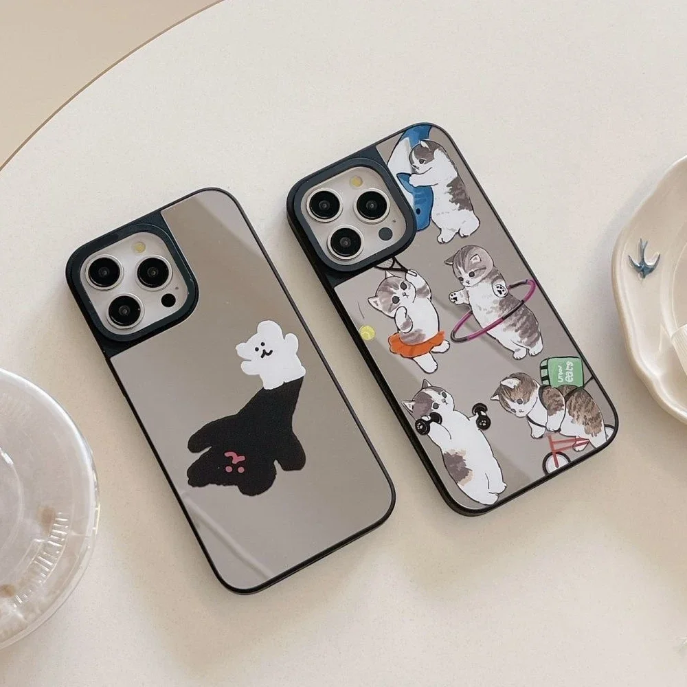 

Cartoon Sports Cat MagSafe Mirror Surface Phone Case Cover for IPhone 11 12 13 14 15 16 Pro Max Case for IPhone 16 Pro Max