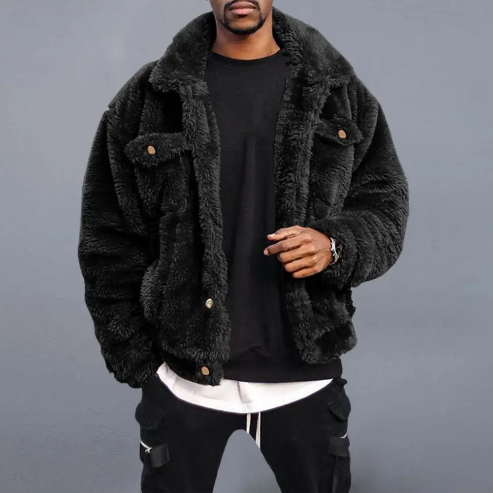 Chic  Winter Jacket Thick Fluffy Men Jacket Thermal Outwear Winter Coat for Dating