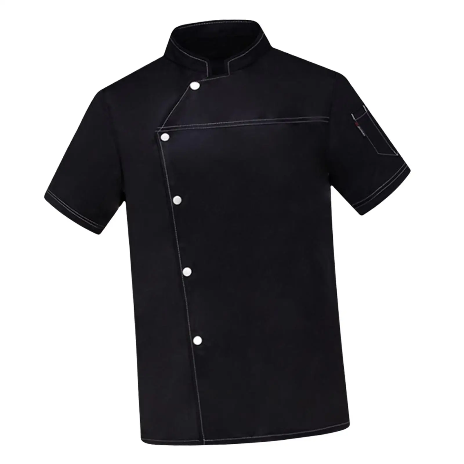 Casaco Chef manga curta para Food Service, Top Lightweight Workwear, Jaqueta Chef