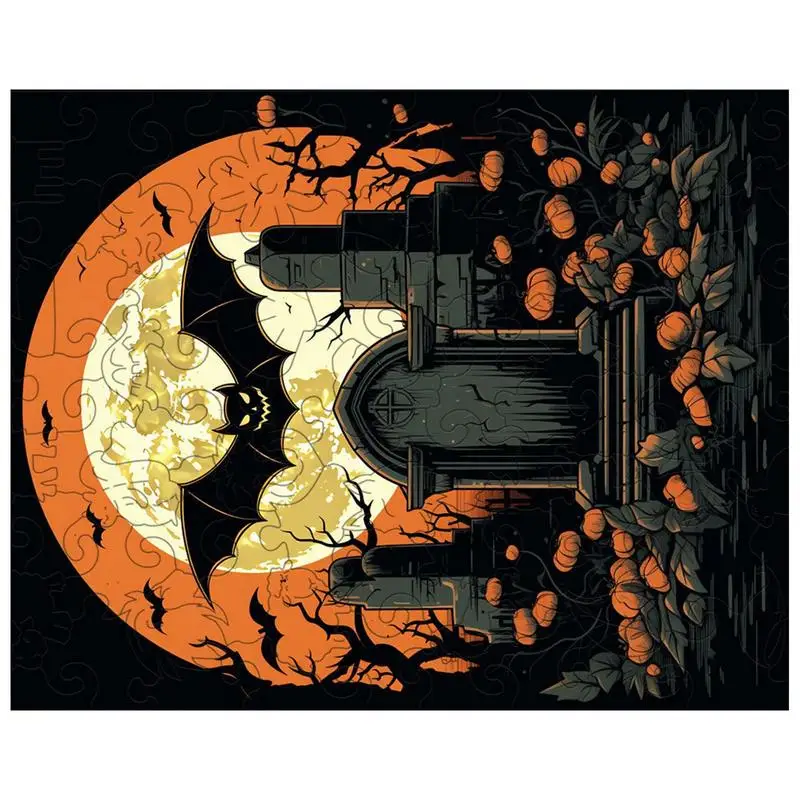 

Halloween Jigsaw Puzzles Haunted House Puzzle Holiday Puzzles 3D Haunted House Pumpkin Bat Grave Theme Puzzles For Boys Girls