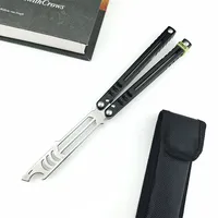 Practice Balisong Training Folding Flail Knife 440C Blade Aluminum Alloy Handle Outdoor Trainer Tanto Pocket No Sharp EDC Tools