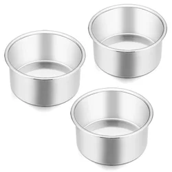 4 Inch Small Cake Pan Set of 3, Stainless Steel Mini Round Smash Cake Baking Pans, Mirror Finish & Dishwasher Safe