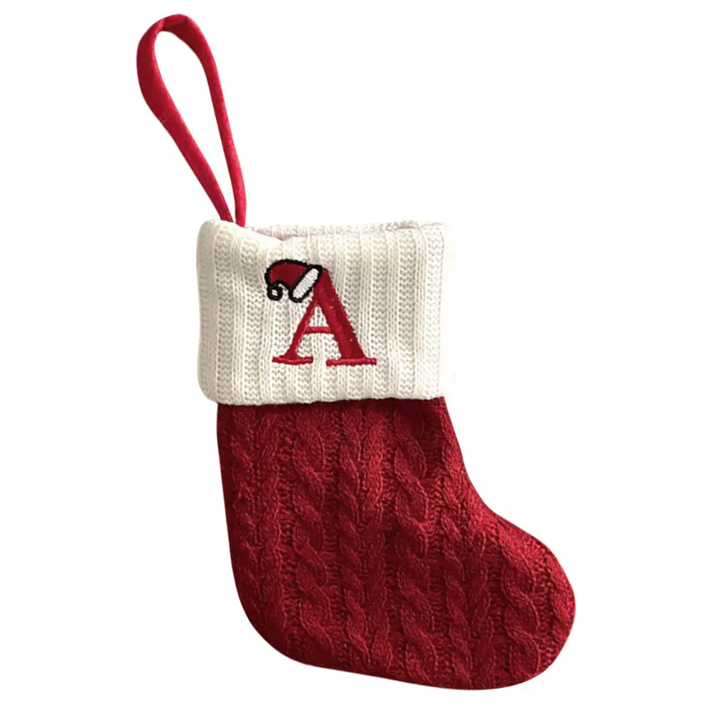 

Christmas Socks Red Letter Knitted Stockings for Tree Wall Door Fireplace Decor Party Favors Gift Bags Holiday Ornament