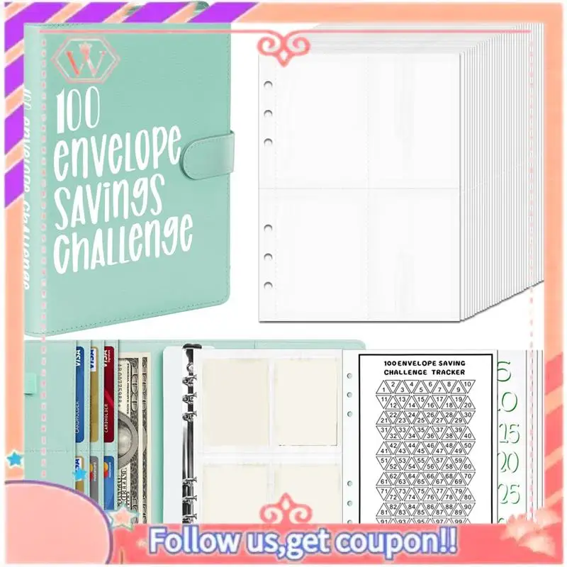 

Upgraded 100 Envelope Challenge Binder, Money Saving Challenge Book , Envelopes Money Saving Challenge Budget Binder
