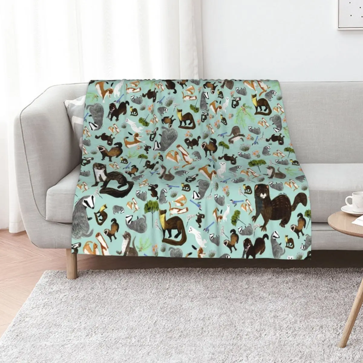 

Mustelids from Spain pattern Throw Blanket Cozy Throw Blanket for Bed Sofa Chair