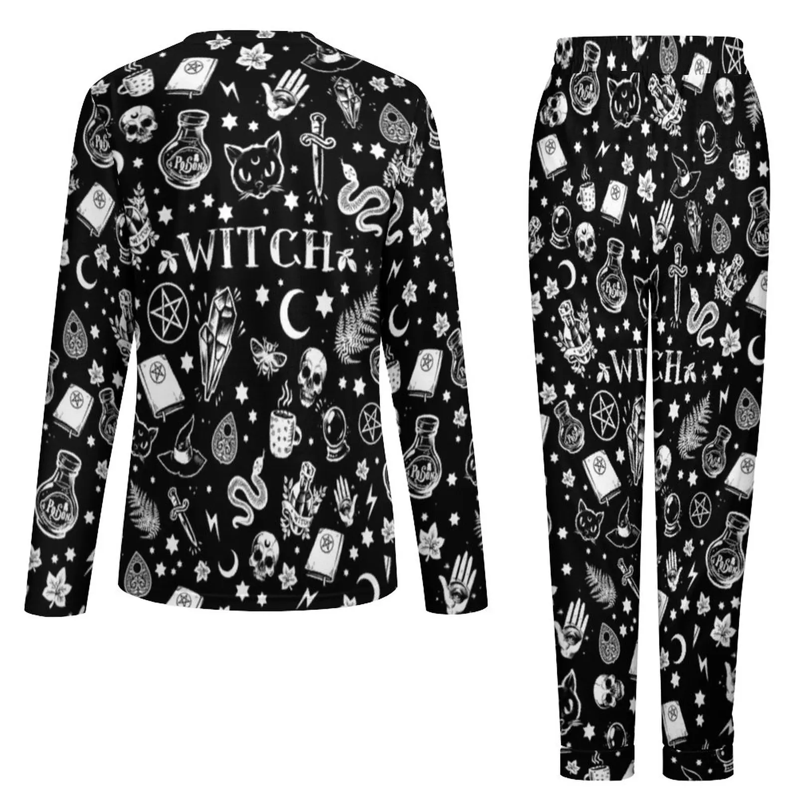 Gothic Pajamas Witch Pant Big Size Ladies Sleepwear Soft Room Pajama Set