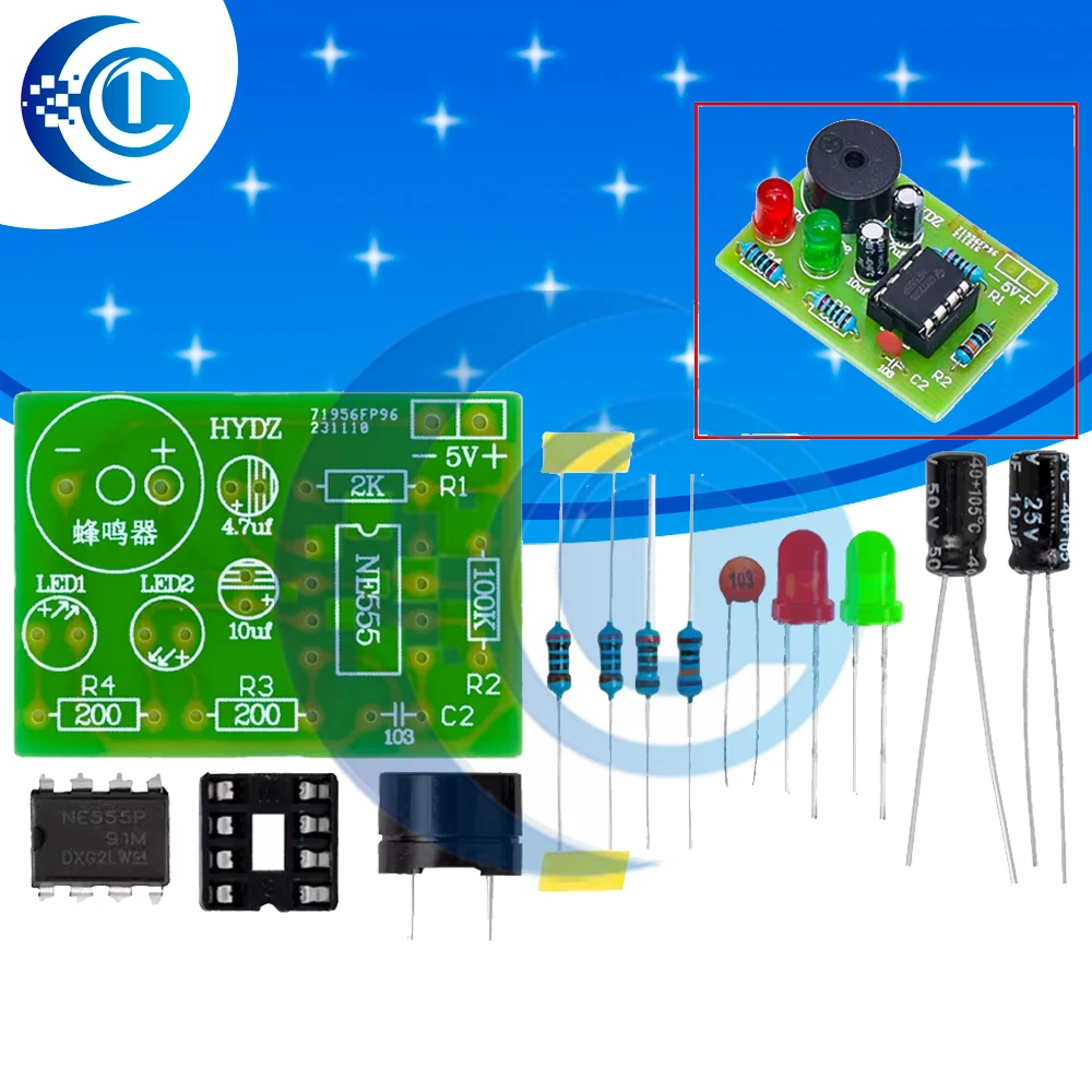 555 Multi Harmonic Oscillator Kit NE555 Non Steady State Circuit Double Flash Lamp Electronic Manufacturing Parts