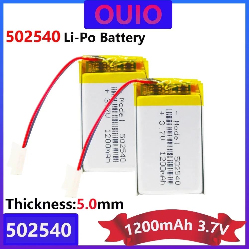 1-10pcs 1200mAh 502540 Lithium Li-ion Polymer Battery  Li-Po Battery Cell For Voice Recorder Headset Speaker E-boo