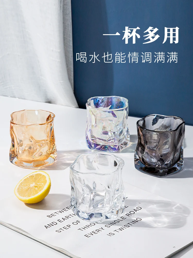 

Crystal Glass Household Water Cup High Value Twist Juice Cups Irregular Whiskey for Female Red Wine Beer Steins Brandy Snifters