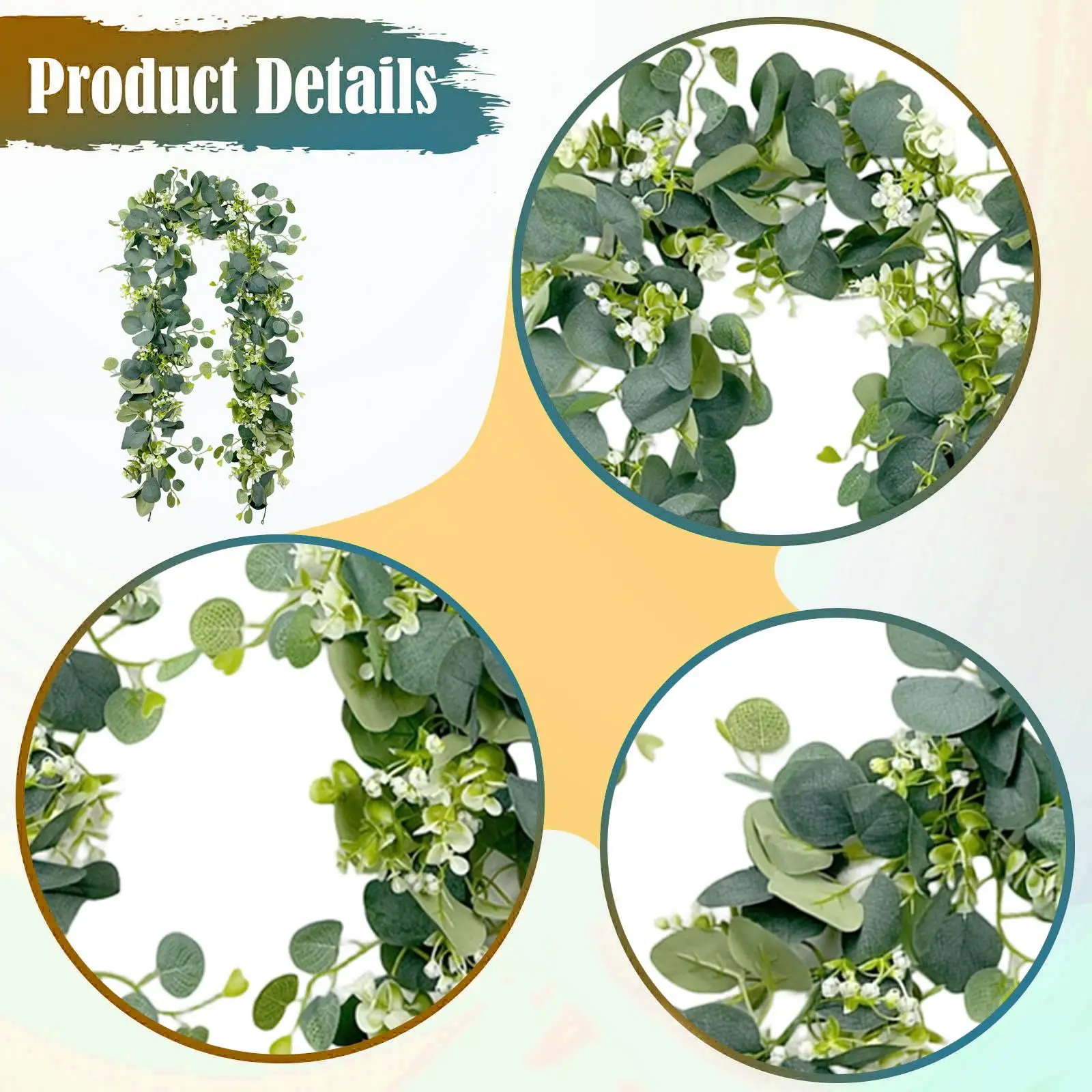 

Realistic Plastic Artificial Garland Eucalyptus Wreath for Garden Fence Decor and Festive Event Backdrop Ornament