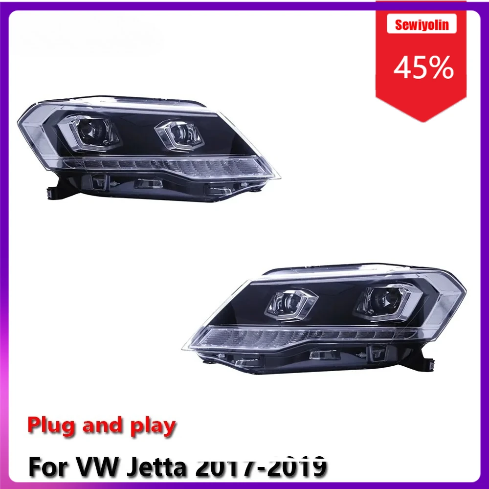

Sewiyolin Car LED Lamp Headlight Assemblies For Volkswagen Jetta 2017-2019 Fog DRL Brake Turn Signal Lamp Plug And Play