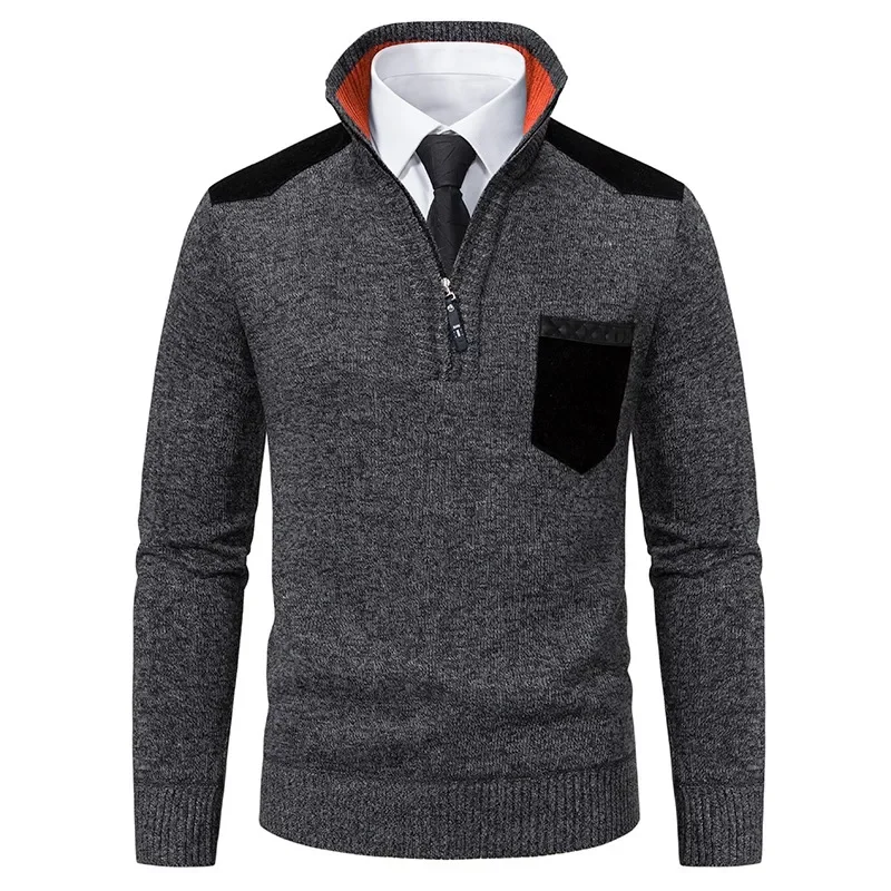 2024 Popular Men's Casual Fashion Urban Trend with Thick Velvet Cardigan Knitted Sweater Men's Pullover