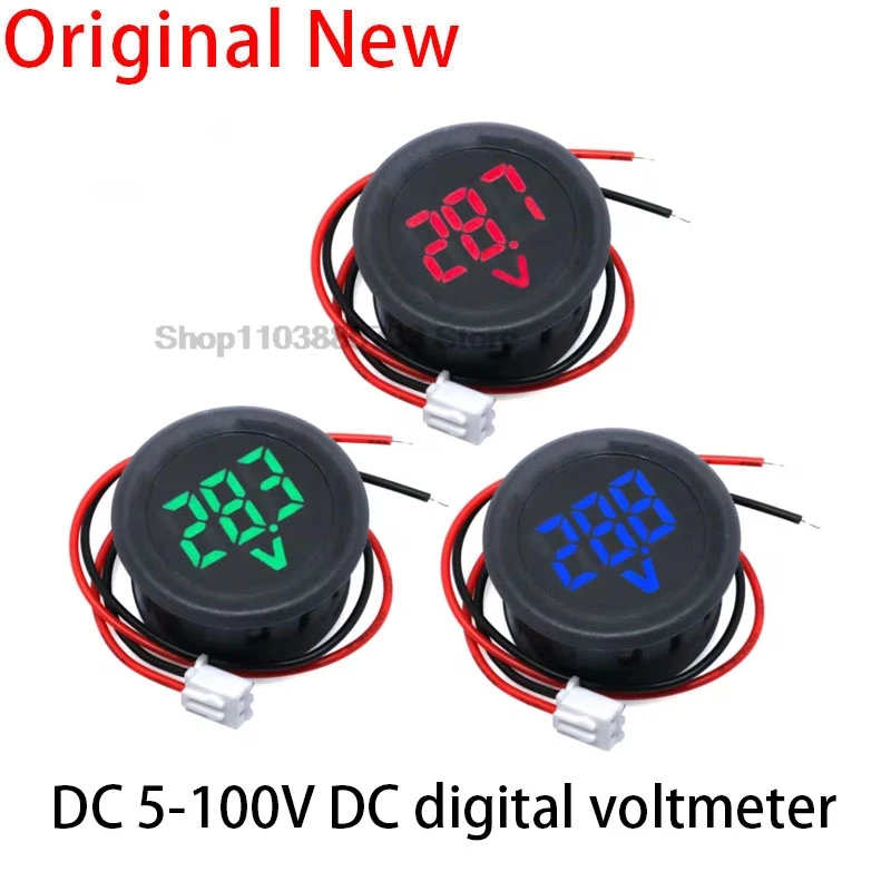 DC5-100V Digital Voltmeter LED Digital Display Circular Voltmeter Car Voltage Current Meter Volt Detector Tester